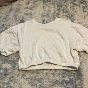Offline by aerie white t shirt semi cropped waffle size small